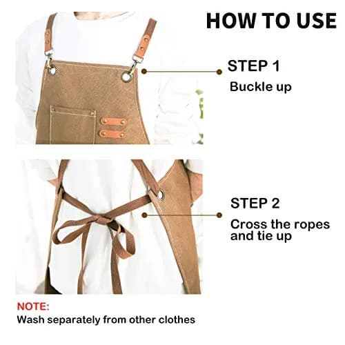 ZOMAO Cotton Canvas Cross Back Apron 1 Size | Durable & Adjustable for Kitchen & Work (70-120 chars) thumbnail 7