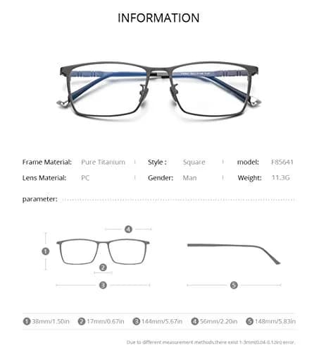 FONEX Titanium Square Eyeglass Frames for Men, 67mm Lens Width (2.64 in) | Ultralight Pure Titanium (IP Plating) thumbnail 2