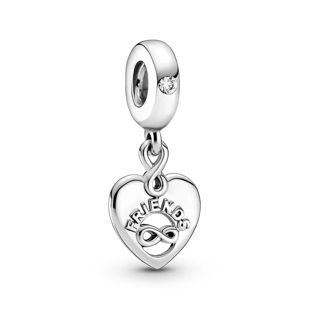 PANDORA Friends Forever Heart Dangle Charm | Sterling Silver Friendship Jewelry (70-120 chars) - main product image