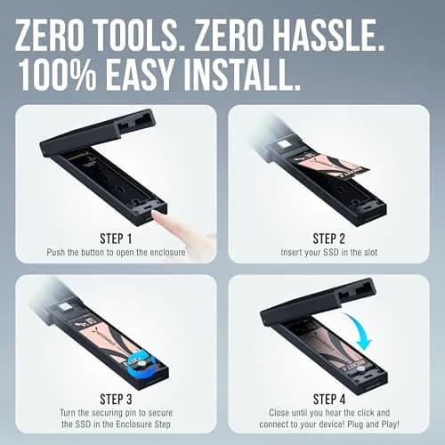 SABRENT Tool-Free NVMe & SATA M.2 SSD Enclosure, USB 3.2 Type-C (EC-SNVE) 10Gbps | External SSD Case for 2242/2260/2280 Drives thumbnail 4