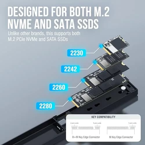 SABRENT Tool-Free NVMe & SATA M.2 SSD Enclosure, USB 3.2 Type-C (EC-SNVE) 10Gbps | External SSD Case for 2242/2260/2280 Drives thumbnail 3