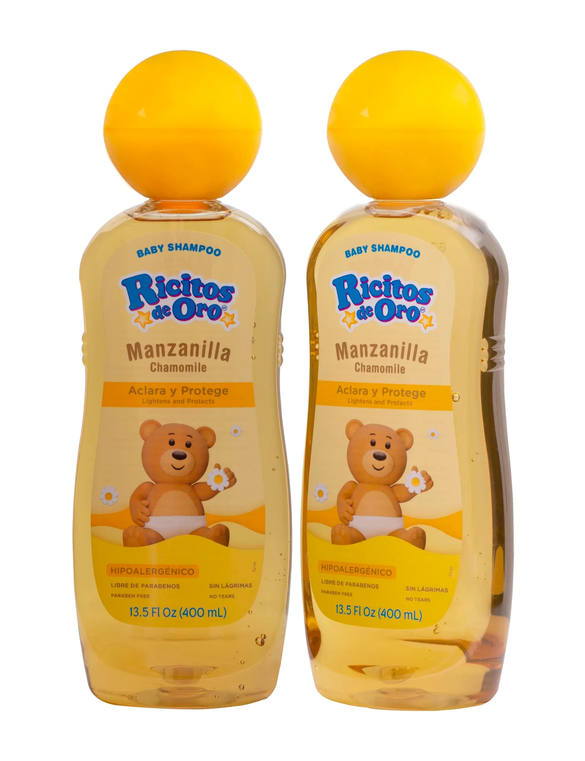 Ricitos de Oro Baby Shampoo | Chamomile | 13.5 fl oz | 2-Pack | Gentle, Lightening & Hypoallergenic — amber