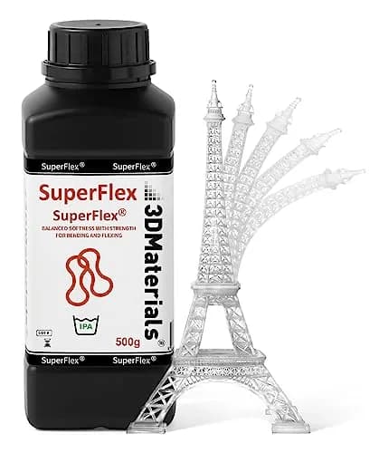 3DMaterials Superflex 3D Printer Resin 500g (Clear) | Flexible Rubber 80A Shore, Fast Printing thumbnail 1