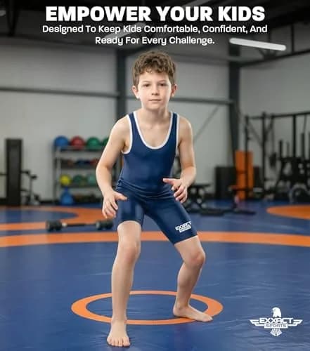 Exxact Sports Youth Wrestling Singlet for Boys (Navy, YL) | Lightweight Compression Fit for Training & Competition thumbnail 4