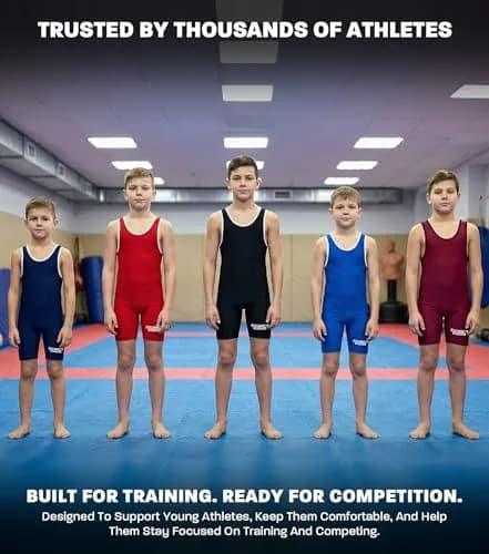 Exxact Sports Youth Wrestling Singlet for Boys (Navy, YL) | Lightweight Compression Fit for Training & Competition thumbnail 5