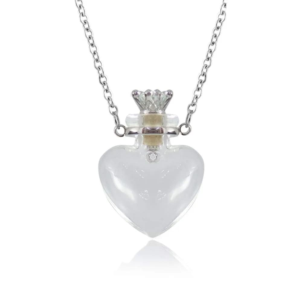 IVYRISE Clear Heart Vial Necklace 60cm (23.6in) | Memorial Keepsake Pendant for Liquids or Dry Items - main product image