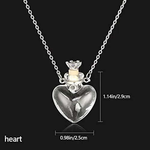 IVYRISE Clear Heart Vial Necklace 60cm (23.6in) | Memorial Keepsake Pendant for Liquids or Dry Items thumbnail 2
