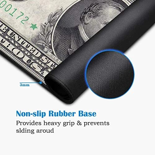 OIXXAF 1000 Dollar Bill XXL Large Mouse Pad Mat with Coasters Set 80cm x 30cm (31.5"x 11.8") | Smooth Surface for Precise Positioning thumbnail 5