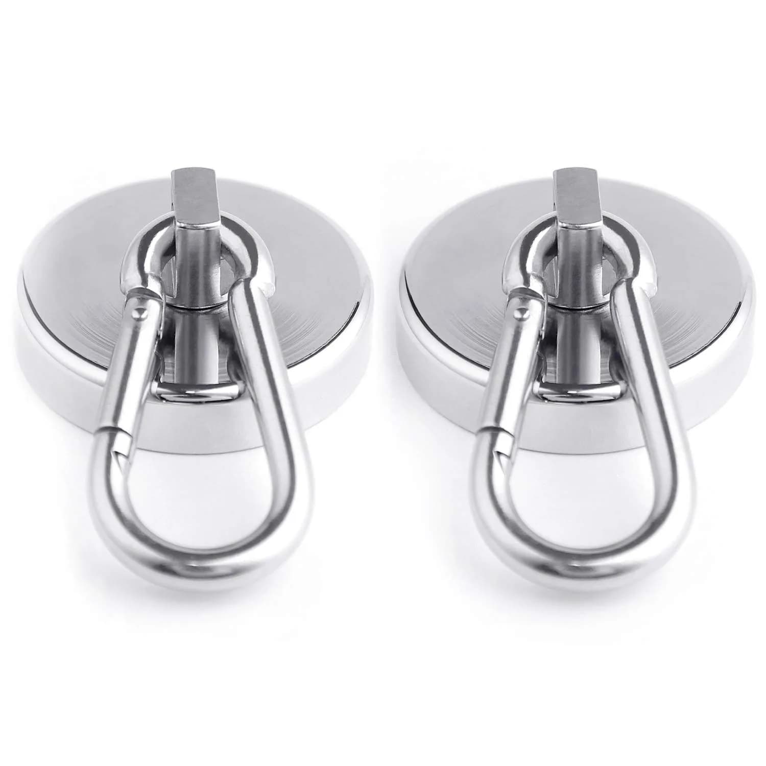 WELLZEER Magnetic Hooks 170lbs (77kg) Heavy Duty Neodymium Magnet with Carabiner - 2 Pack