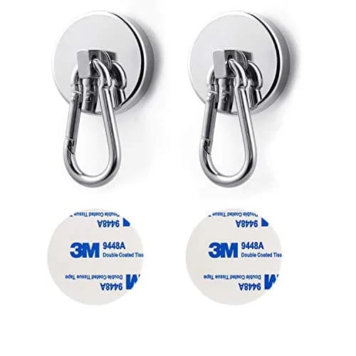 WELLZEER Magnetic Hooks 170lbs (77kg) Heavy Duty Neodymium Magnet with Carabiner - 2 Pack thumbnail 7