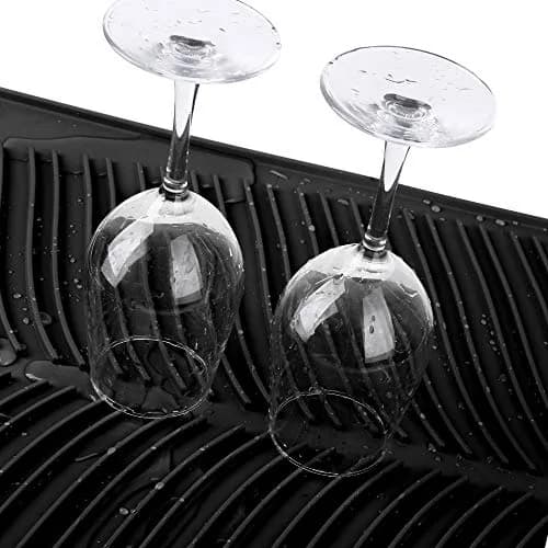Yacee Black Silicone Dish Drying Mat 30cm (12") x 38cm (16") | Heat Resistant Countertop Protector thumbnail 4