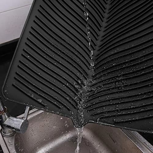 Yacee Black Silicone Dish Drying Mat 30cm (12") x 38cm (16") | Heat Resistant Countertop Protector thumbnail 1