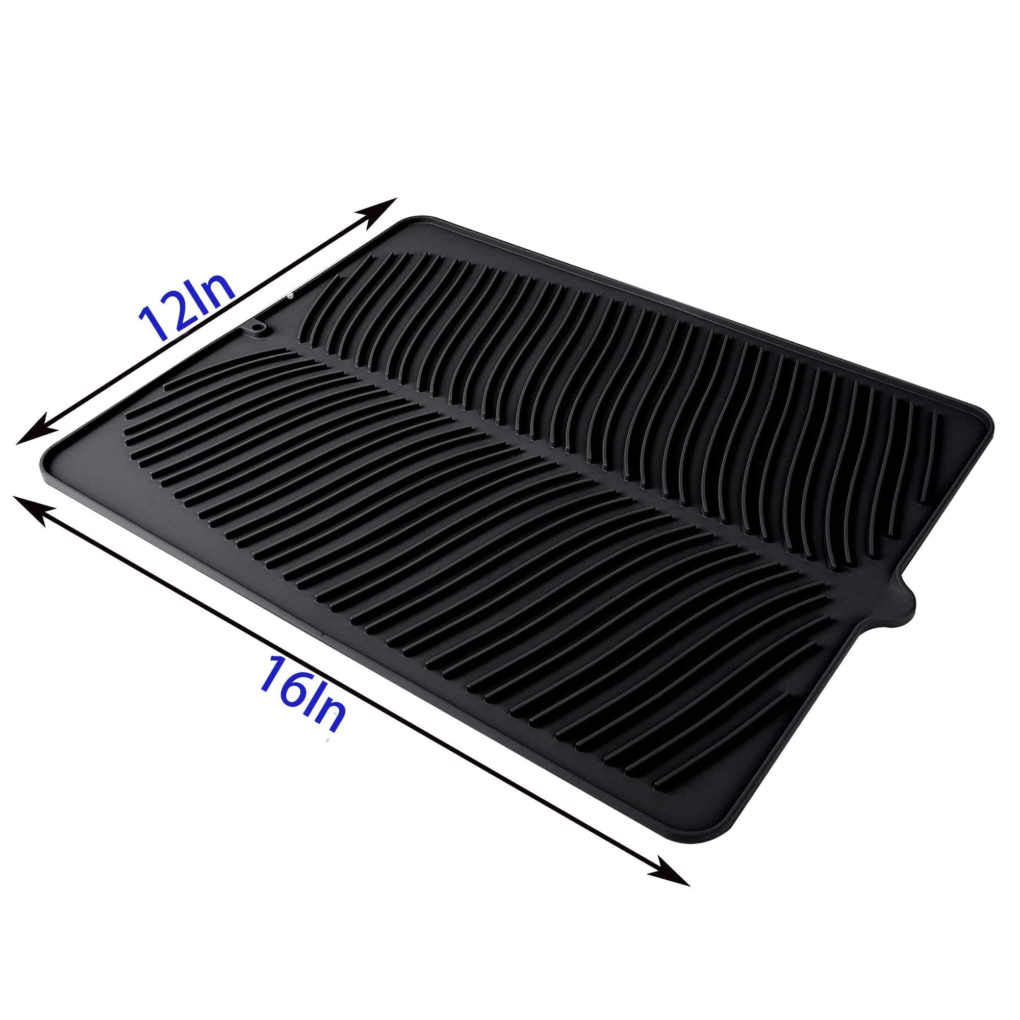 Yacee Black Silicone Dish Drying Mat 30cm (12") x 38cm (16") | Heat Resistant Countertop Protector - view 2
