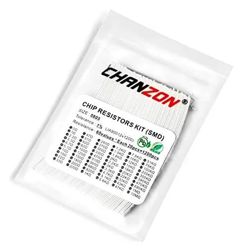 CHANZON 1200pcs 0805 SMD Resistor Kit 60 Values 0-10M ohm 1/8W | Precision Metal Film Resistors thumbnail 6