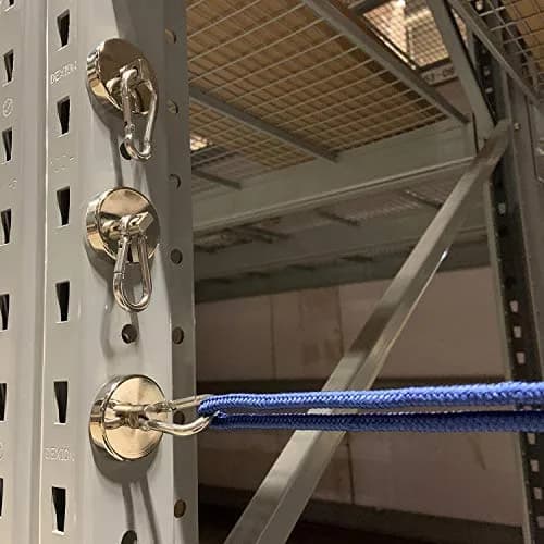 WELLZEER Heavy Duty Magnetic Hooks with Carabiner, 170 lbs Vertical Capacity | Stainless Steel, Pack of 8 thumbnail 7