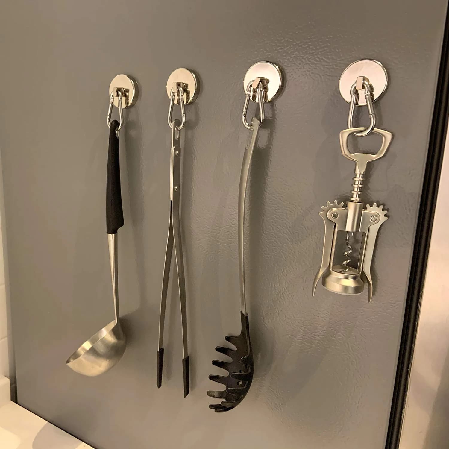WELLZEER Heavy Duty Magnetic Hooks with Carabiner, 170 lbs Vertical Capacity | Stainless Steel, Pack of 8 - view 9