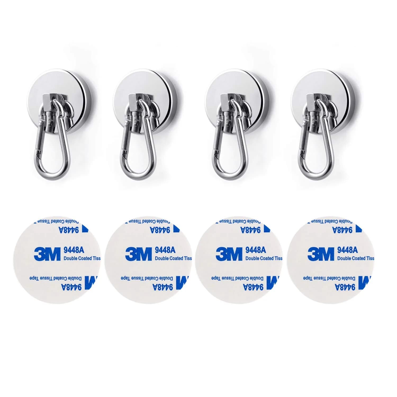 WELLZEER Heavy Duty Magnetic Hooks with Carabiner, 170 lbs Capacity, Stainless Steel, Pack of 4 | Industrial Grade for Garages & Kitchens - view 7