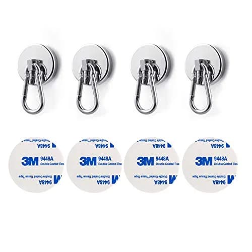 WELLZEER Heavy Duty Magnetic Hooks with Carabiner, 170 lbs Capacity, Stainless Steel, Pack of 4 | Industrial Grade for Garages & Kitchens thumbnail 7
