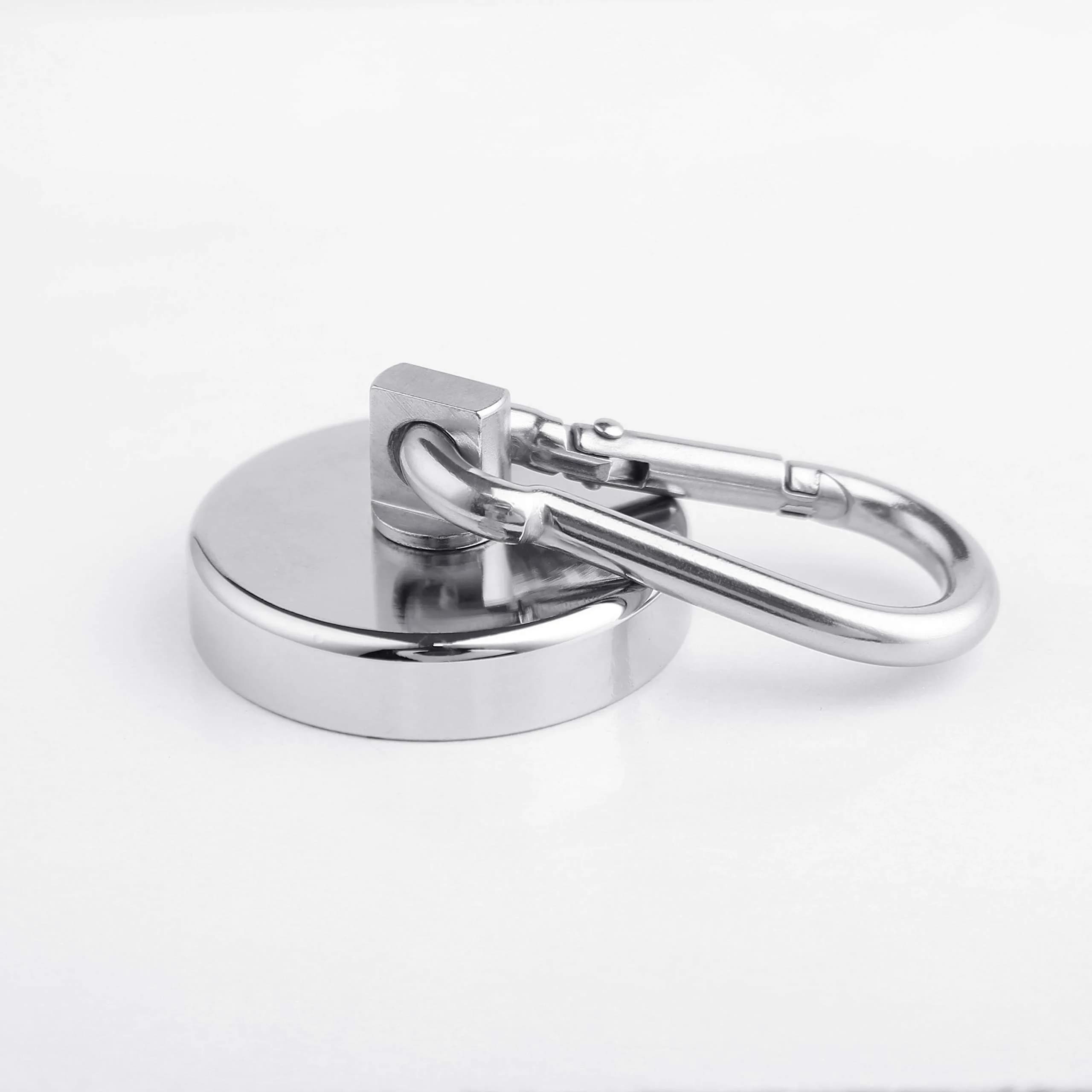 WELLZEER Heavy Duty Magnetic Hooks with Carabiner, 170 lbs Capacity, Stainless Steel, Pack of 4 | Industrial Grade for Garages & Kitchens - view 8