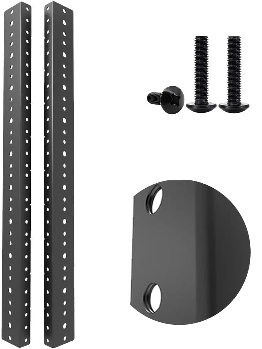 JINGCHENGMEI 6U Steel Rack Rails Kit with Hardware | Durable Cold Rolled Steel, Black Powder Coating, 6U Size, Supports Rack Mount Equipment — 10U