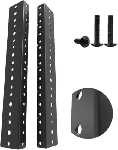 JINGCHENGMEI 6U Steel Rack Rails Kit with Hardware | Durable Cold Rolled Steel, Black Powder Coating, 6U Size, Supports Rack Mount Equipment thumbnail 1