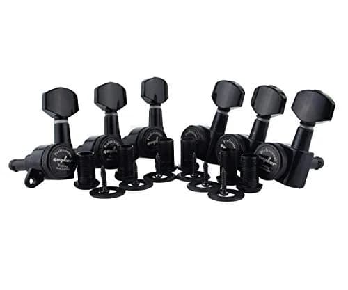 Guyker Guitar Locking Tuners (6 Left) - 1:18 Ratio Machine Heads | Black Metal Zinc Alloy thumbnail 1