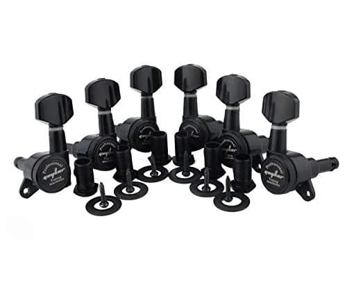 Guyker Guitar Locking Tuners (3L+3R) - 1:18 Gear Ratio, Black Hexagonal Handle | Sealed Die-Cast Metal Machine Heads for Electric/Acoustic Guitars thumbnail 1
