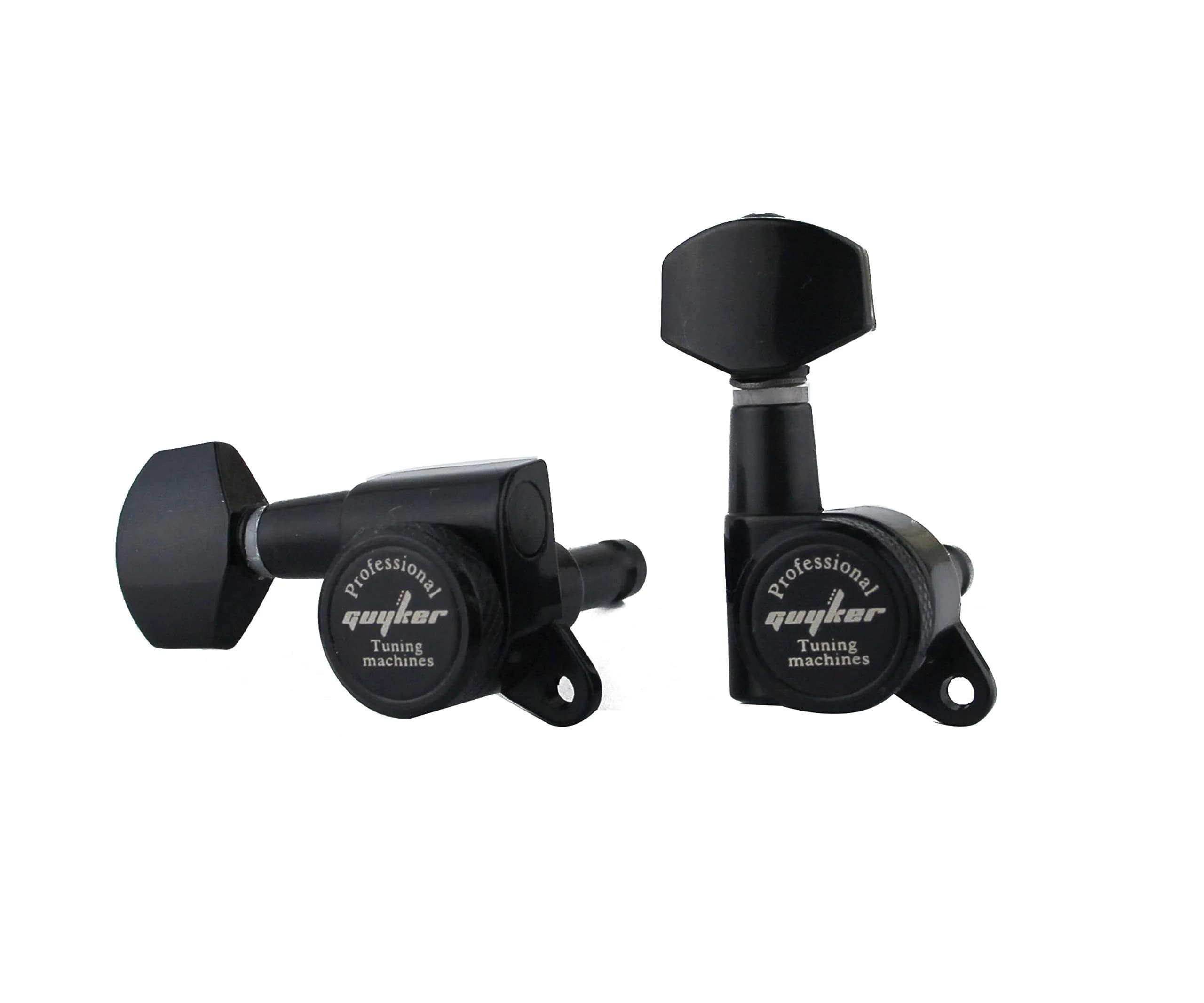 Guyker Guitar Locking Tuners (3L+3R) - 1:18 Gear Ratio, Black Hexagonal Handle | Sealed Die-Cast Metal Machine Heads for Electric/Acoustic Guitars - view 2
