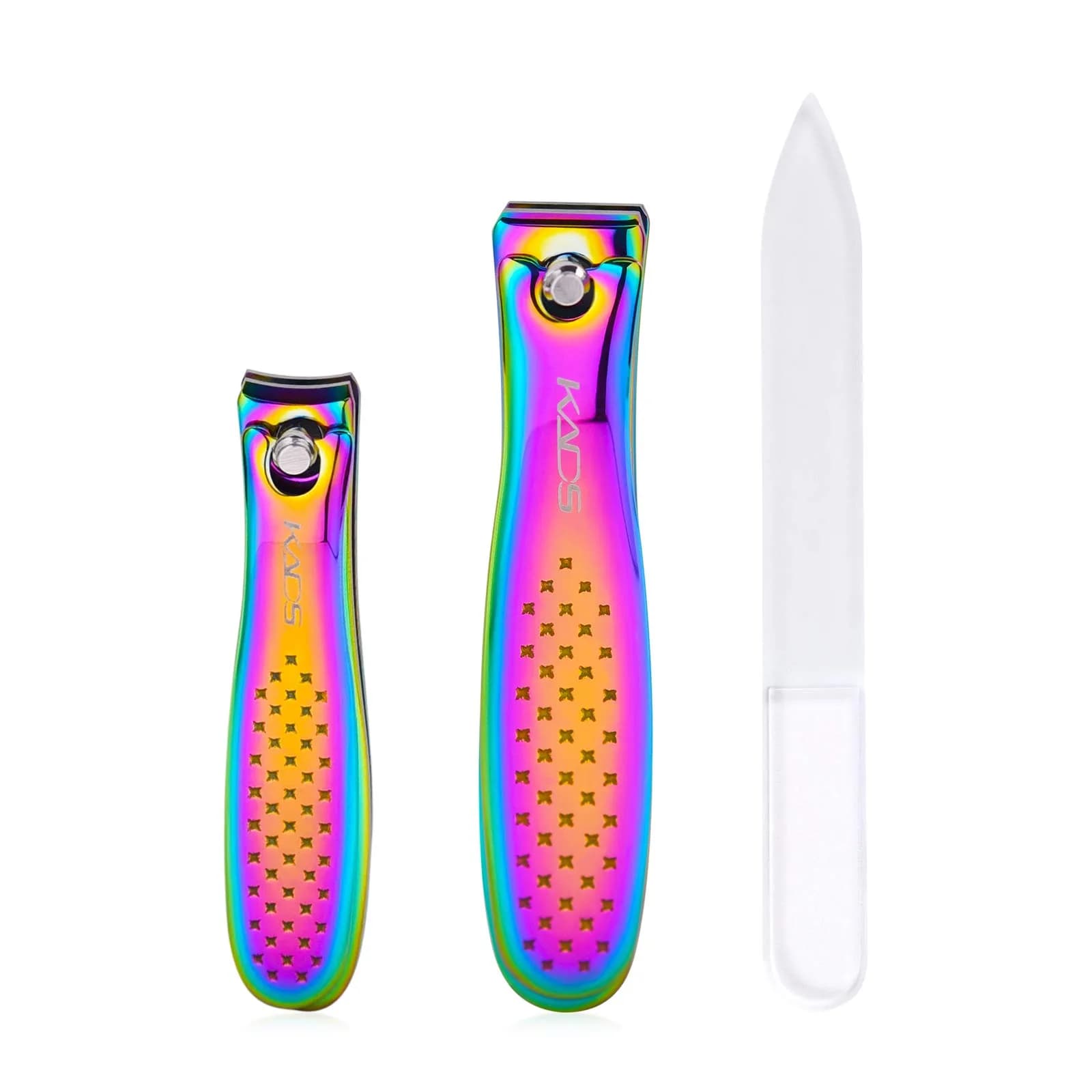Rolabling Rainbow Stainless Steel Nail Clipper Set with Glass Nail File | Precision Fingernail & Toenail Cutters — Rainbow