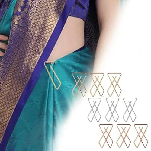 VAMA Women's Brooches & Pins For Hijab Dupatta Pallu Scrafs 9 pcs | Elegant Designer Safety Saree Pin Combo thumbnail 2