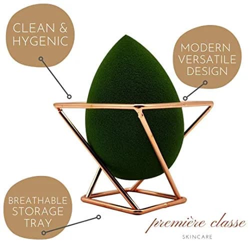 Première Classe Skincare Rose Gold Beauty Sponge Holder | Makeup Brush Organizer Rack Case thumbnail 2
