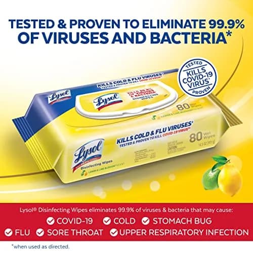 Lysol Disinfecting Wipes Lemon & Lime Blossom 480 Count (1.81 kg / 480 wipes) | Kills 99.9% of Viruses & Bacteria thumbnail 2