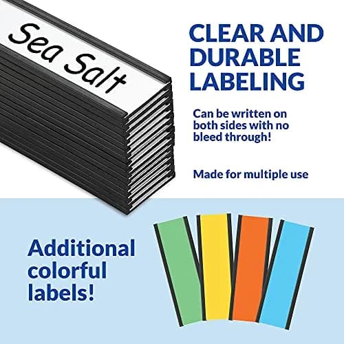 labphant "C" Channel Magnetic Label Holders 1x3 Inch, 50 Pack with 100 White & 20 Colorful Inserts | Heavy Duty Magnet for Shelving, Lockers, Whiteboards thumbnail 5