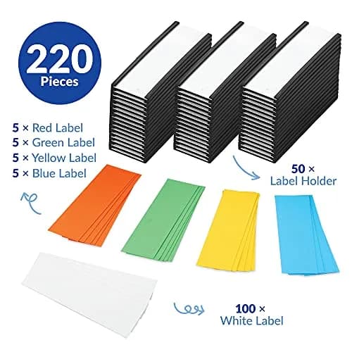 labphant "C" Channel Magnetic Label Holders 1x3 Inch, 50 Pack with 100 White & 20 Colorful Inserts | Heavy Duty Magnet for Shelving, Lockers, Whiteboards thumbnail 6