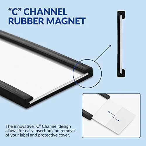 labphant "C" Channel Magnetic Label Holders 1x3 Inch, 50 Pack with 100 White & 20 Colorful Inserts | Heavy Duty Magnet for Shelving, Lockers, Whiteboards thumbnail 7