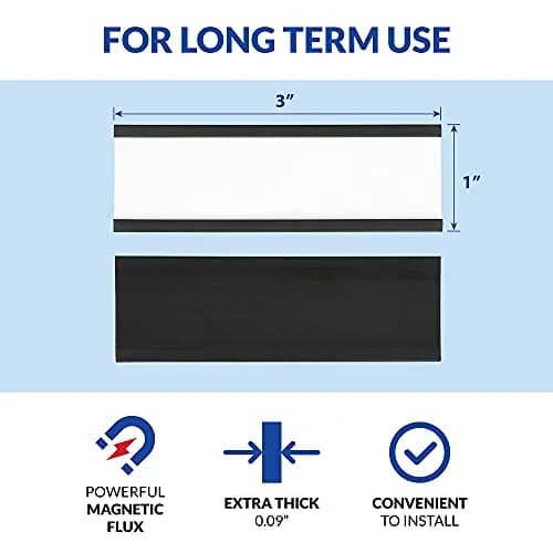 labphant "C" Channel Magnetic Label Holders 1x3 Inch, 50 Pack with 100 White & 20 Colorful Inserts | Heavy Duty Magnet for Shelving, Lockers, Whiteboards thumbnail 3