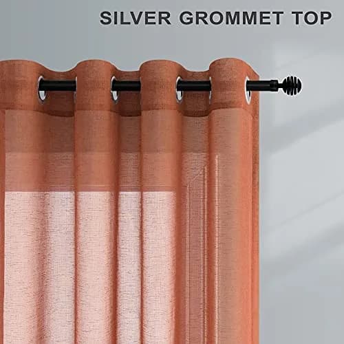 Pitalk Terracotta Curtains 52"W x 84"L | Light Filtering Semi Sheer Linen Look thumbnail 4