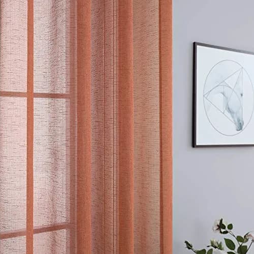 Pitalk Terracotta Curtains 52"W x 84"L | Light Filtering Semi Sheer Linen Look thumbnail 5