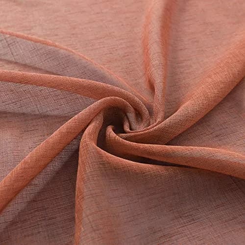 Pitalk Terracotta Curtains 52"W x 84"L | Light Filtering Semi Sheer Linen Look thumbnail 7