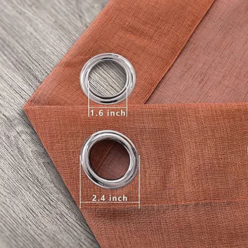 Pitalk Terracotta Curtains 52"W x 84"L | Light Filtering Semi Sheer Linen Look thumbnail 8