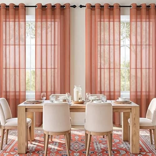Pitalk Terracotta Curtains 52"W x 84"L | Light Filtering Semi Sheer Linen Look thumbnail 2