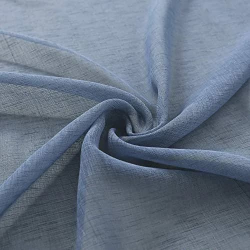 Pitalk Dusty Blue Curtains 52x84 | Linen Look Semi Sheer for Living Room & Bedroom thumbnail 7