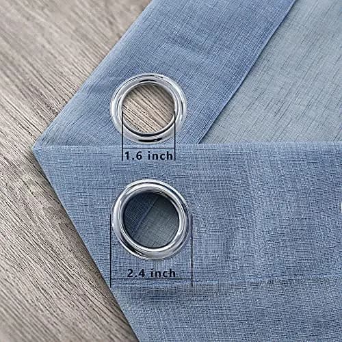 Pitalk Dusty Blue Curtains 52x84 | Linen Look Semi Sheer for Living Room & Bedroom thumbnail 8