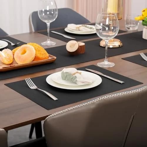 Myir JUN Black Placemats Set of 8 | Durable PVC Indoor/Outdoor Table Mats thumbnail 4