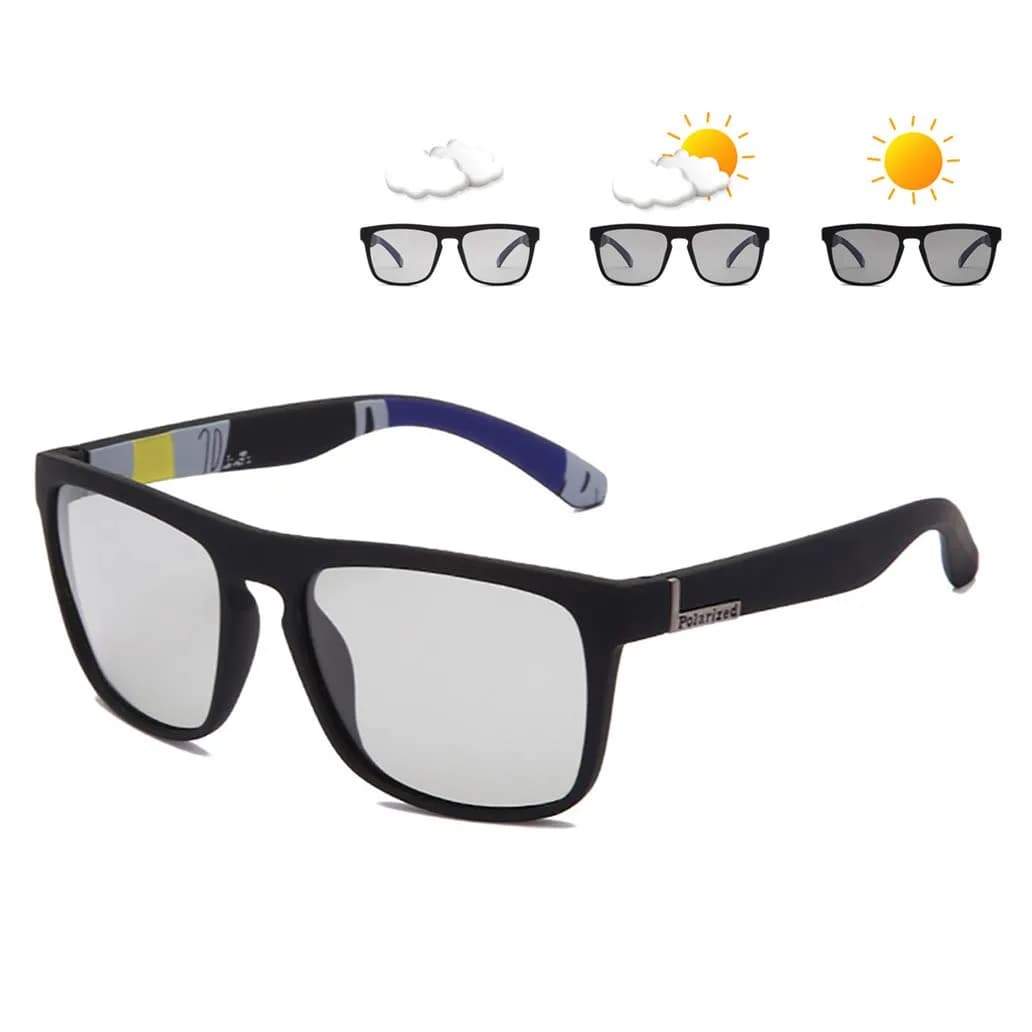 HCYCFY Photochromic Polarized Driving Sunglasses Square Matte Frame UV Protection Glasses (Black Frame/Photochromic Lens) — Black Frame/Photochromic Lens