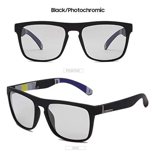 HCYCFY Photochromic Polarized Driving Sunglasses Square Matte Frame UV Protection Glasses (Black Frame/Photochromic Lens) thumbnail 5