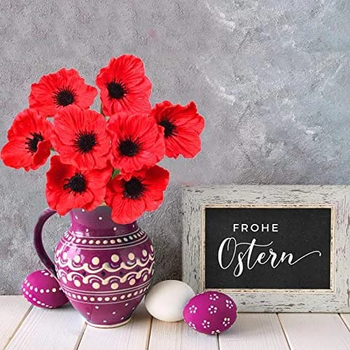 Winlyn 24 pcs Artificial Red Flower Stems PU Real Touch Flowers 29.5 cm (11.6") Tall | Realistic Red Blooms for Weddings thumbnail 4