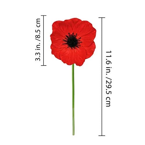 Winlyn 24 pcs Artificial Red Flower Stems PU Real Touch Flowers 29.5 cm (11.6") Tall | Realistic Red Blooms for Weddings thumbnail 3