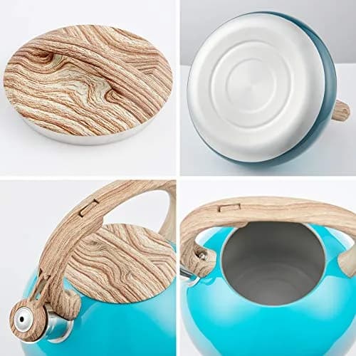 LUXGRACE 2.2 Quarts Stainless Steel Whistling Tea Kettle Blue | Food Grade, Induction Compatible thumbnail 7