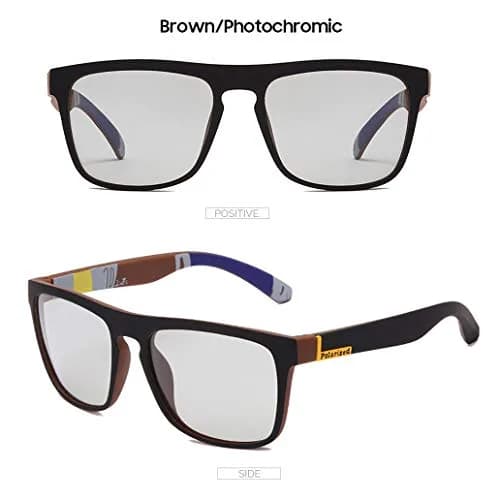 HCYCFY Photochromic Polarized Driving Sunglasses Square Matte Frame 65mm (2.56in) | Adaptive Tint for All-Day Clarity thumbnail 6